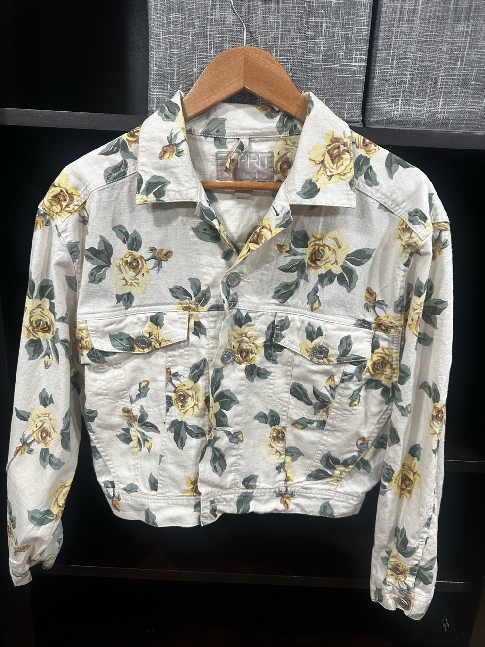 Esprit Cream Floral Jean Jacket with Yellow Roses